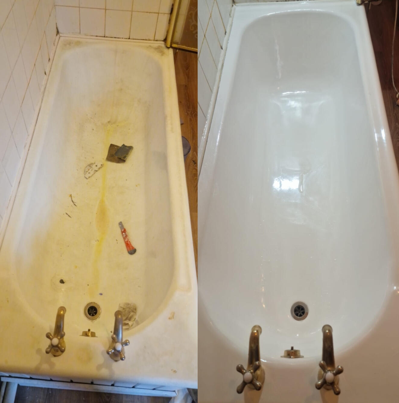 FARMERS BATH RE-ENAMELLED Steel bath resurfaced in Winton Bournemouth